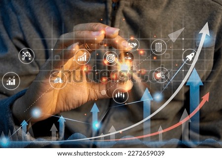 Planning, analyzing indicators and buying and selling strategies, stock market, business growth, progress or success. Royalty-Free Stock Photo #2272659039