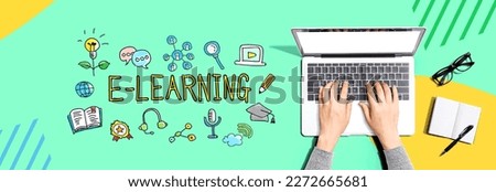 E-Learning theme with person using a laptop computer