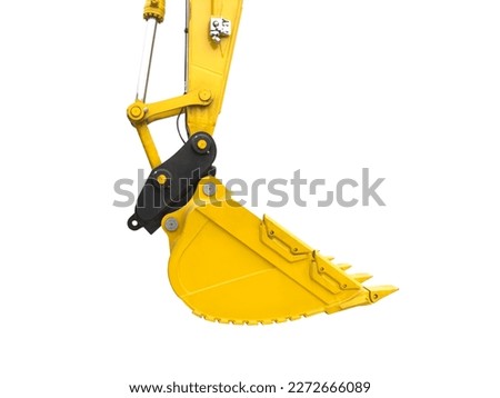 Crawler excavator with lift up bucket isolated on white background. Powerful excavator with an extended bucket close-up. Construction equipment for earthworks Royalty-Free Stock Photo #2272666089