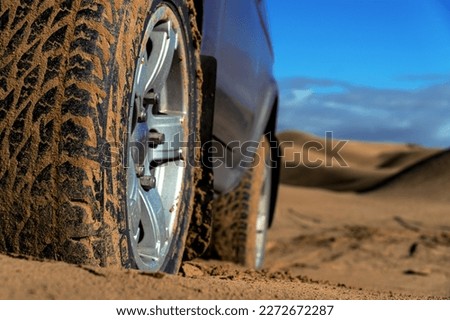 Wheels of a four-wheel drive car on the background of the desert. Close-up. Blurred background.



 Royalty-Free Stock Photo #2272672287