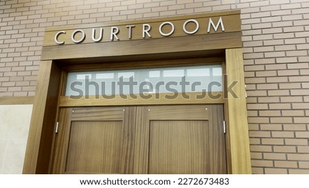 Augusta, Ga USA - 01 26 23: Richmond County Courthouse sign over doors courtroom