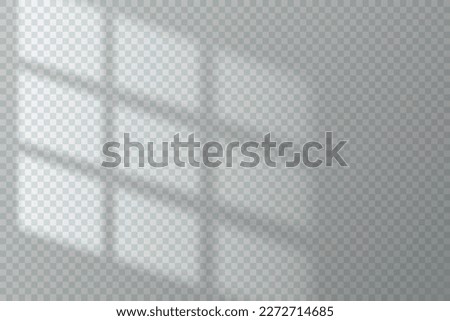 Window sun light overlay with shadow on wall background, vector transparent effect. Window shadow or blind frame shade reflected on wall, realistic sunlight Royalty-Free Stock Photo #2272714685