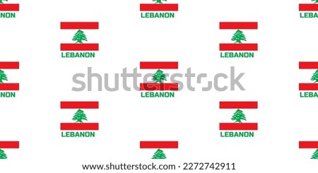 Seamless pattern of the flag of the country of LEBANON. With the caption of the name of the country " LEBANON".