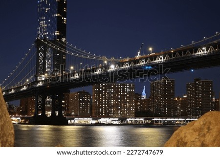 New York City bridge night DUMBO Manhattan Brooklyn lights urban architecture 