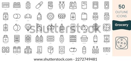 Set of grocery icons. Thin linear style icons Pack. Vector Illustration