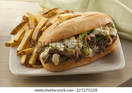 Steak and cheese sandwich Royalty-Free Stock Photo #227275228