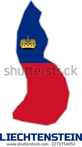  Map of the country LIECHTENSTEIN in the colors of the state flag LIECHTENSTEIN.  With the caption of the  name of the country "LIECHTENSTEIN".