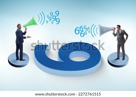 Argument over the numbers 9 and 6 Royalty-Free Stock Photo #2272761515