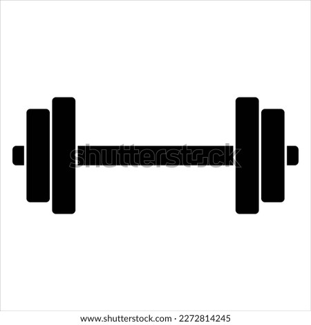 Dumbbell for gym icon, trendy style simple flat black color vector dumble illustration graphic object, clip art. Healthy and strong body idea design isolated on white background