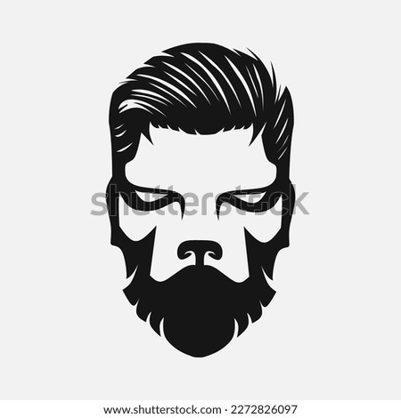 Dog undercut hair logo. Simple negative space vector design. Isolated with soft background.