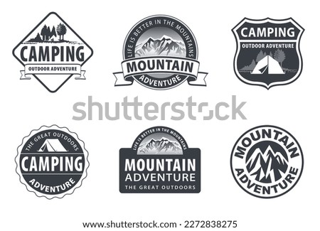 A collection of outdoor-themed emblems