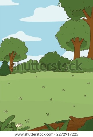 Vector illustration of cartoon summer glade landscape