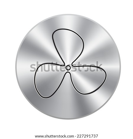 Vector metal button with propeller icon - Vector