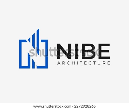 Letter N Initials Architecture Building Construction Square Frame Simple Monogram Vector Logo Design