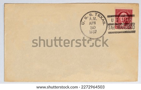 Old letter send from battleship USS Texas