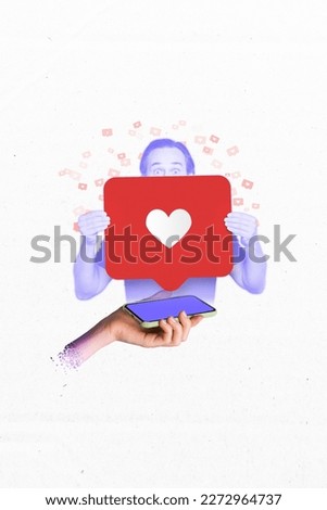 Photo advert blogger man share projection app for all social media hold like icon notification innovation technology isolated on white background