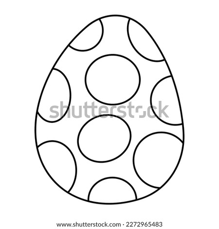 Easter egg in the style of a doodle in a oval. Black and white vector illustration.