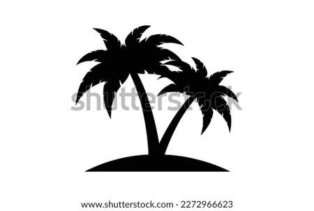Black vector single palm tree silhouette icon isolated
