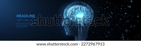 Human head in the form of lightbulb with brain inside. Digital age innovate. Ai technology, artificial mind, brain cognition, digital innovation, Artificial intelligence, Cyber robot, abstract concept Royalty-Free Stock Photo #2272967913