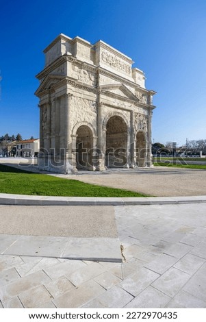 Roman triumphal arch, Orange, UNESCO world heritage, Provence, France Royalty-Free Stock Photo #2272970435
