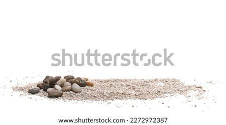 Pebbles and sand pile isolated on white  Royalty-Free Stock Photo #2272972387