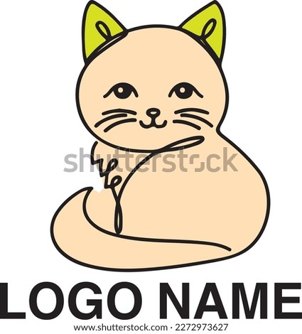 Stylized modern continuous drawing of a cute cat. Vector flat linear illustration on a white background drawing a cat logo, visual vision of animals