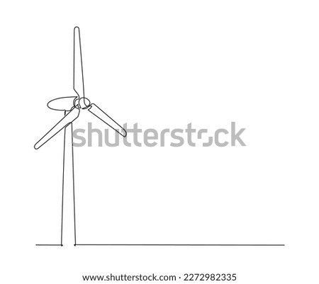 Continuous one line drawing of wind turbines eco energy. simple wind turbines power outline vector illustration. Royalty-Free Stock Photo #2272982335