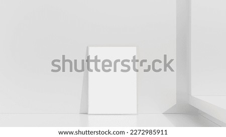Blank poster with frame mockup on grey wall in minimalist interior
