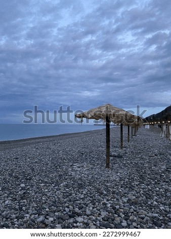 Pebble beach at dawn deserted