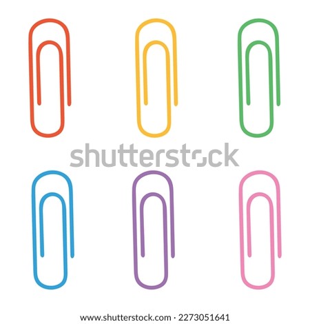 Vector cartoon image of paper clips, rivets and buttons for paper.  Bright educational elements for your design. The concept of study and work. Royalty-Free Stock Photo #2273051641