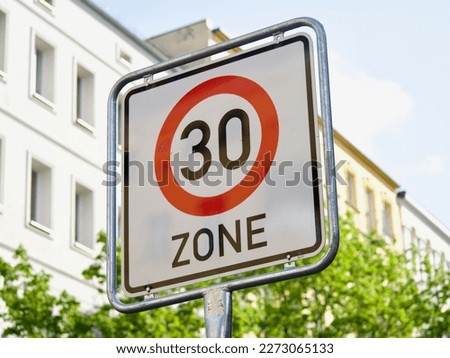 Typical 30 kmh speed limit sign used in Germany