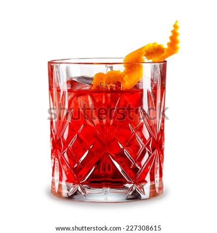 Classic Negroni cocktail isolated on white background Royalty-Free Stock Photo #227308615