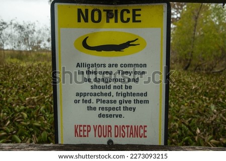 Alligator warning sign in Louisiana, USA