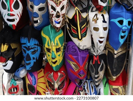 Mexican wrestling masks at market stall