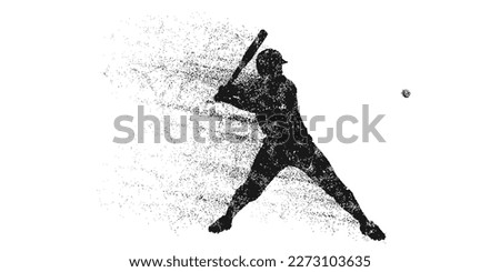 Abstract silhouette of a baseball player on white background. Baseball player batter hits the ball. Vector illustration