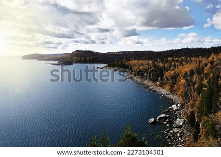 Fall foliage along the North Shore of Lake Superior in Northern Minnesota                               
