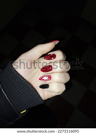 Manicure in the style of spiderman, punk style