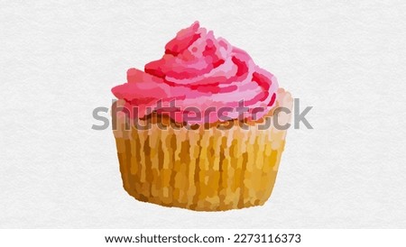 pink cupcake drawn with soft crayon. Free hand draw cupcake