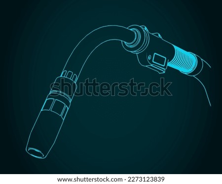Stylized vector illustration of welding torch close-up