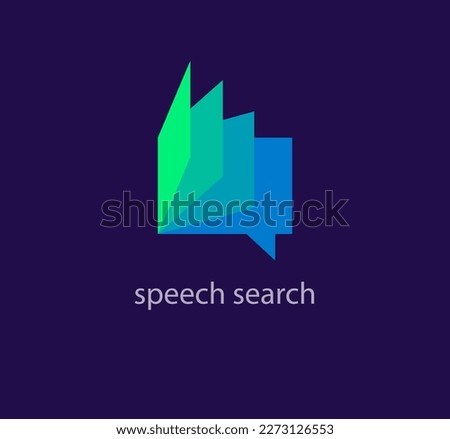 Speech search logo. Unique color transitions. Book leaves logo template. vector