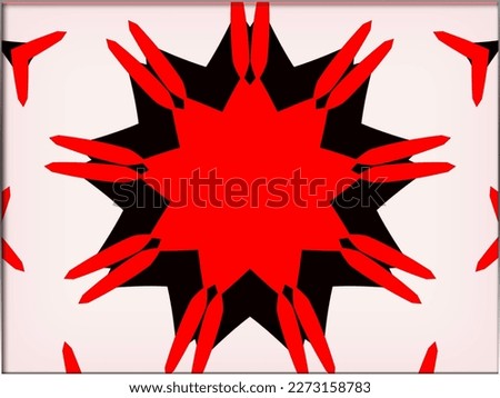 Abstract, Multiple Red and Black Patterns, and Shapes, with 3d, set against White