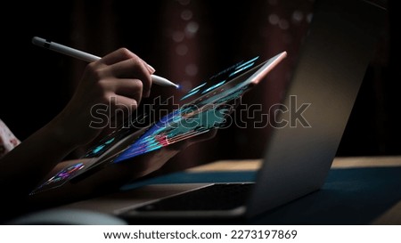 businessman working with business Analytics and Data Management System on computer, online document management and metrics connected to database. Corporate strategy for finance, operations, sales.	