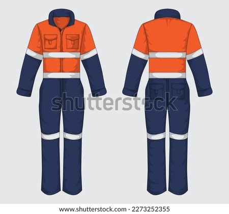 Workwear template front and back view. Men's Overalls, wearpack vector illustration Royalty-Free Stock Photo #2273252355