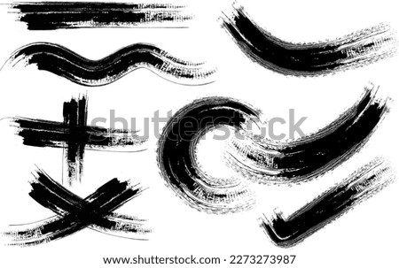 Set of Hand Drawn Grunge Brush Smears, Hand Drawn Grunge Brush vector, Black vector brush strokes collection. Black paint vector