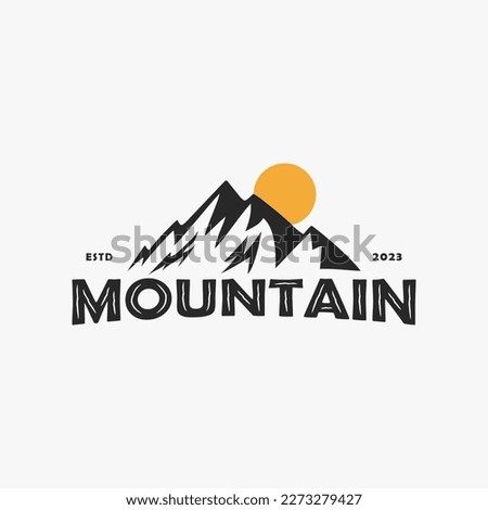 mountain and retro logo icon and vector