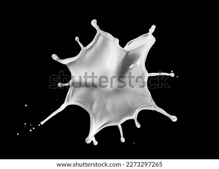 Round milk splash isolated on black background. Realistic shot of creamy splash. Royalty-Free Stock Photo #2273297265