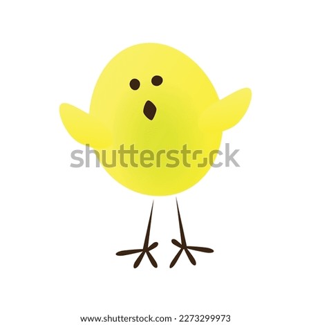 Funny Cute Standing Yellow Chick Isolated on White Background - Illustration in Editable Vector Format