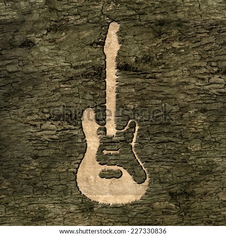 sign of the electric guitar on the bark