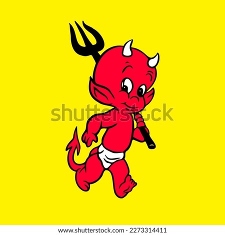Baby Devil Cartoon Vector Illustration Logo Royalty-Free Stock Photo #2273314411
