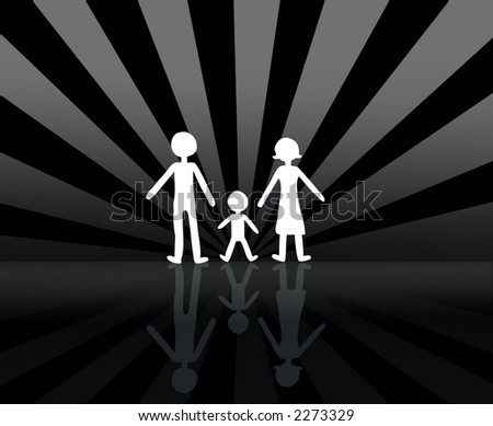 B&w background with family group